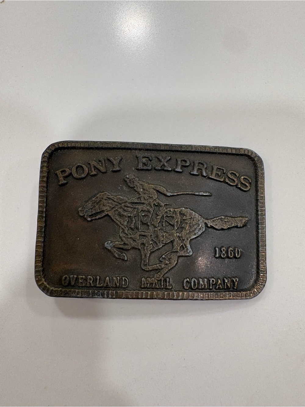 Pony Express Solid Brass Express Rider Belt Buckle